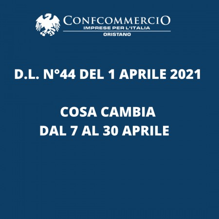 D.L. 44 del 1 Aprile 2021 – cosa cambia dal 7 al 30 aprile