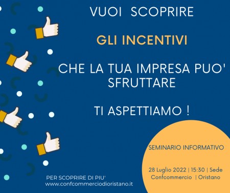 SEMINARIO INFORMATIVO – INCENTIVI ALLE IMPRESE