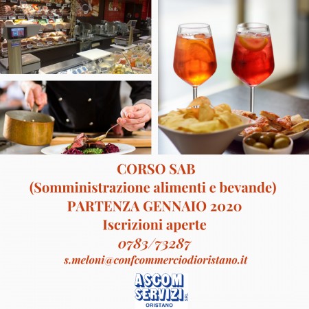 CORSO SAB (SOMMINISTRAZIONE ALIMENTI E BEVANTE) – ANCORA POSTI DISPONIBILI
