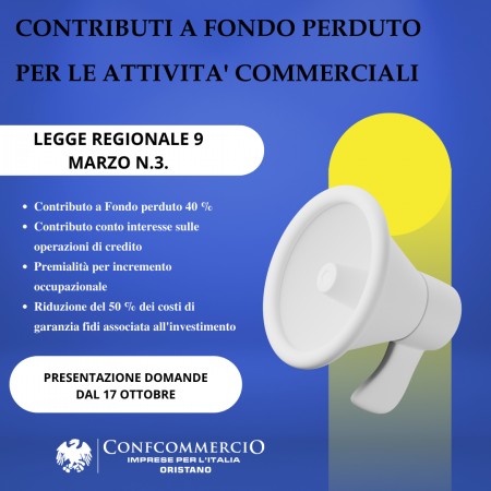 PRESENTAZIONE DOMANDE – CONTRIBUTO A FONDO PERDUTO