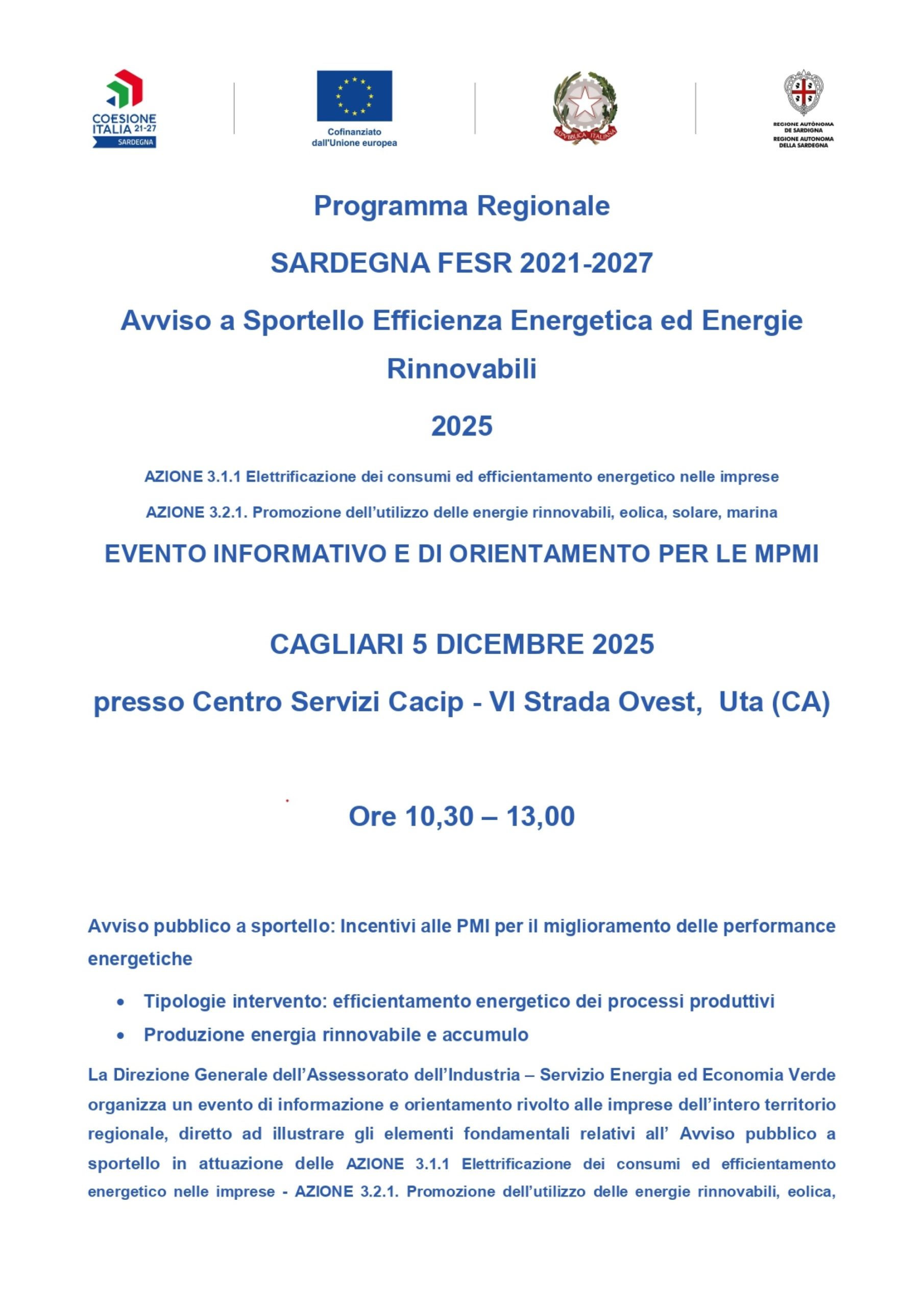 Avviso informativo bando efficentamento energetico